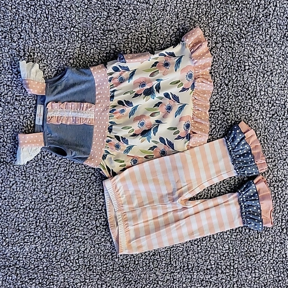 Adorable Sweetness NWOT Ruffle Set Pink Blue Girls Size 8